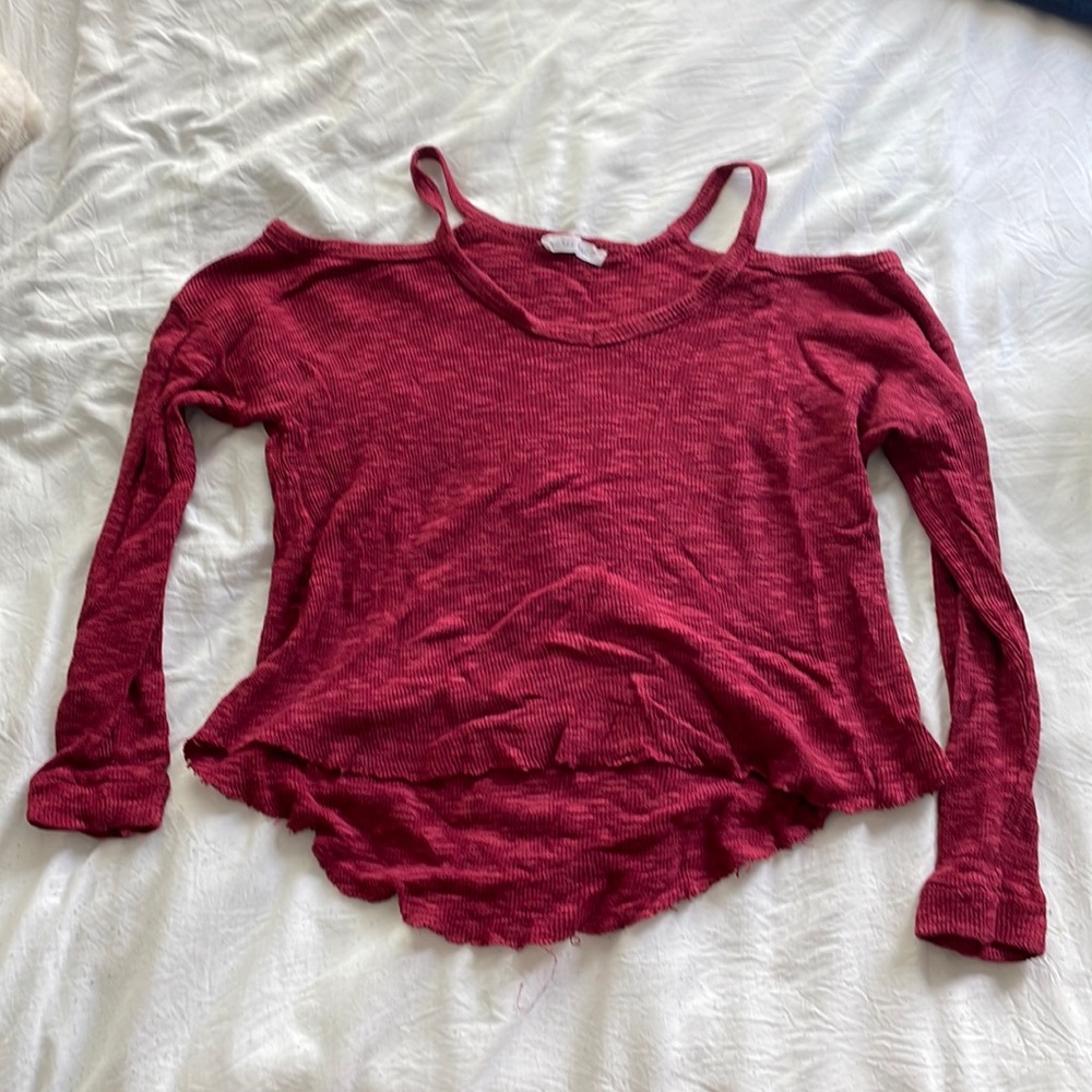 Red cold shoulder top